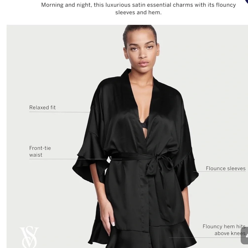 Victoria’s Secret Luxurious Flounce Satin Tie-Waist Robe - NWT XS/S XS/P
